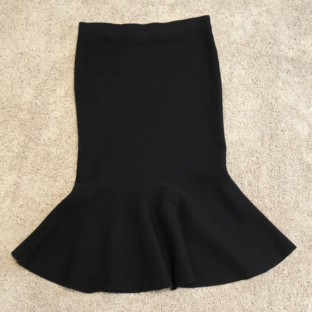 Eva Mendez New York & Company Black Midi Knit Skirt, Womens Large Tall